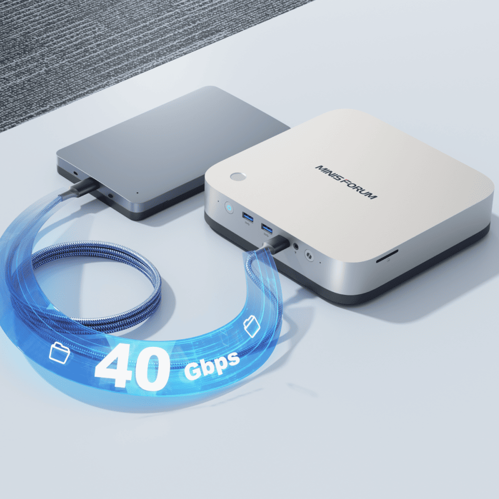 minisforum ai x1 pro AMD 라이젠™ AI 9 HX 370 미니 PC丨듀얼 풀사양 USB4 포트,최대 전송 속도 40Gbp/s