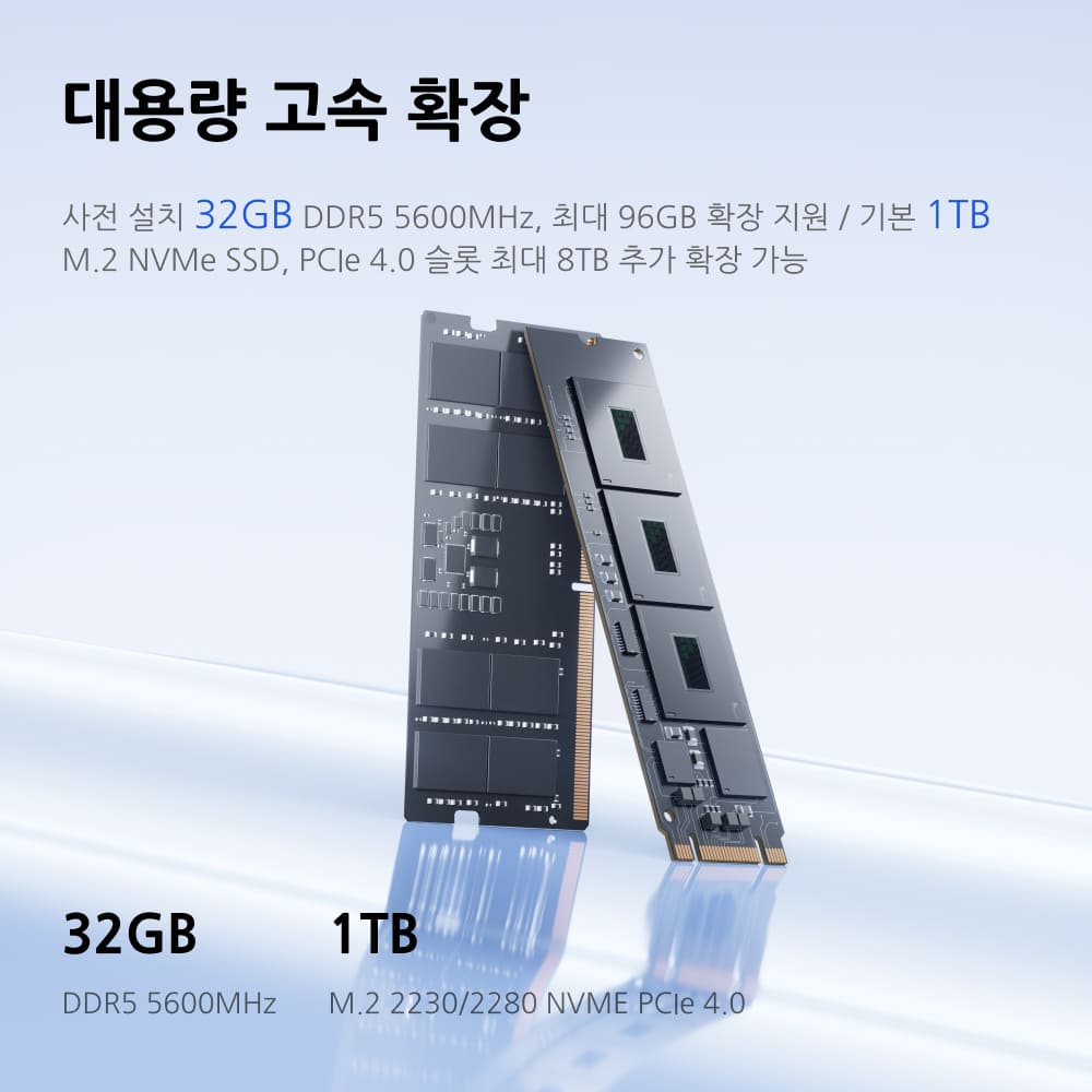 미니스포럼 g1 pro AMD Ryzen™ 9 8945HX 게이밍 미니 pc丨32GB DDR5 5600Mhz,1TB M.2 NVMe SSD