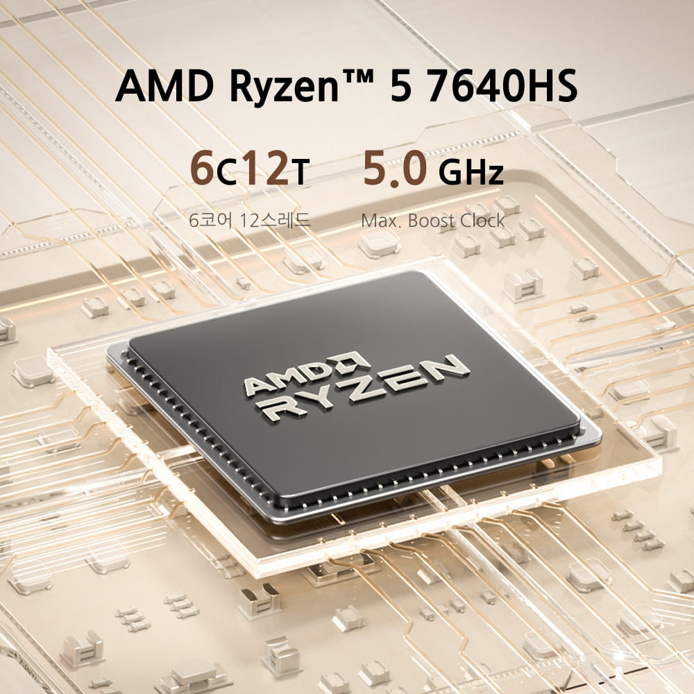 Minisforum UM760 Slim 사무용 미니 PC丨AMD Ryzen™ 5 7640HS 6C/12T