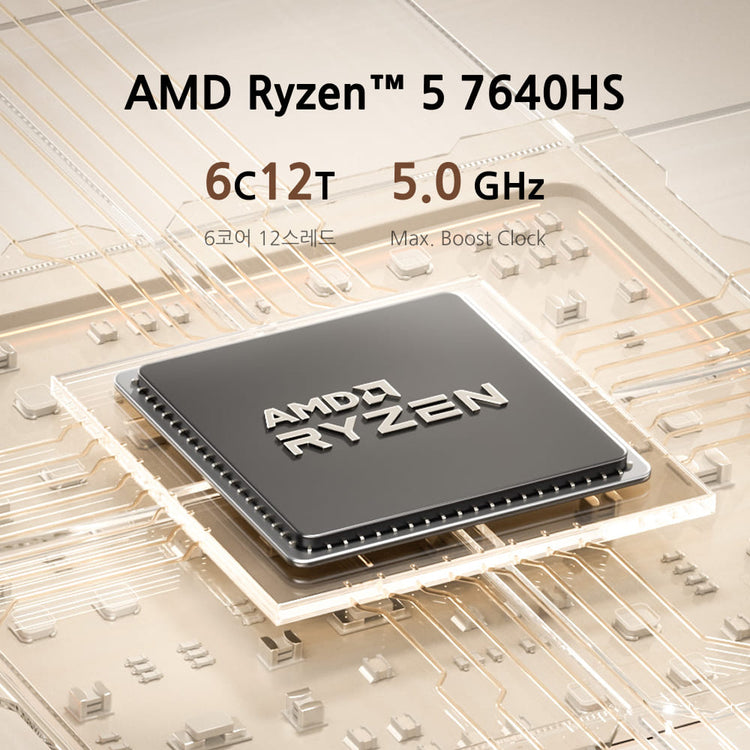 Minisforum UM760 Slim 사무용 미니 PC丨AMD Ryzen™ 5 7640HS 6C/12T